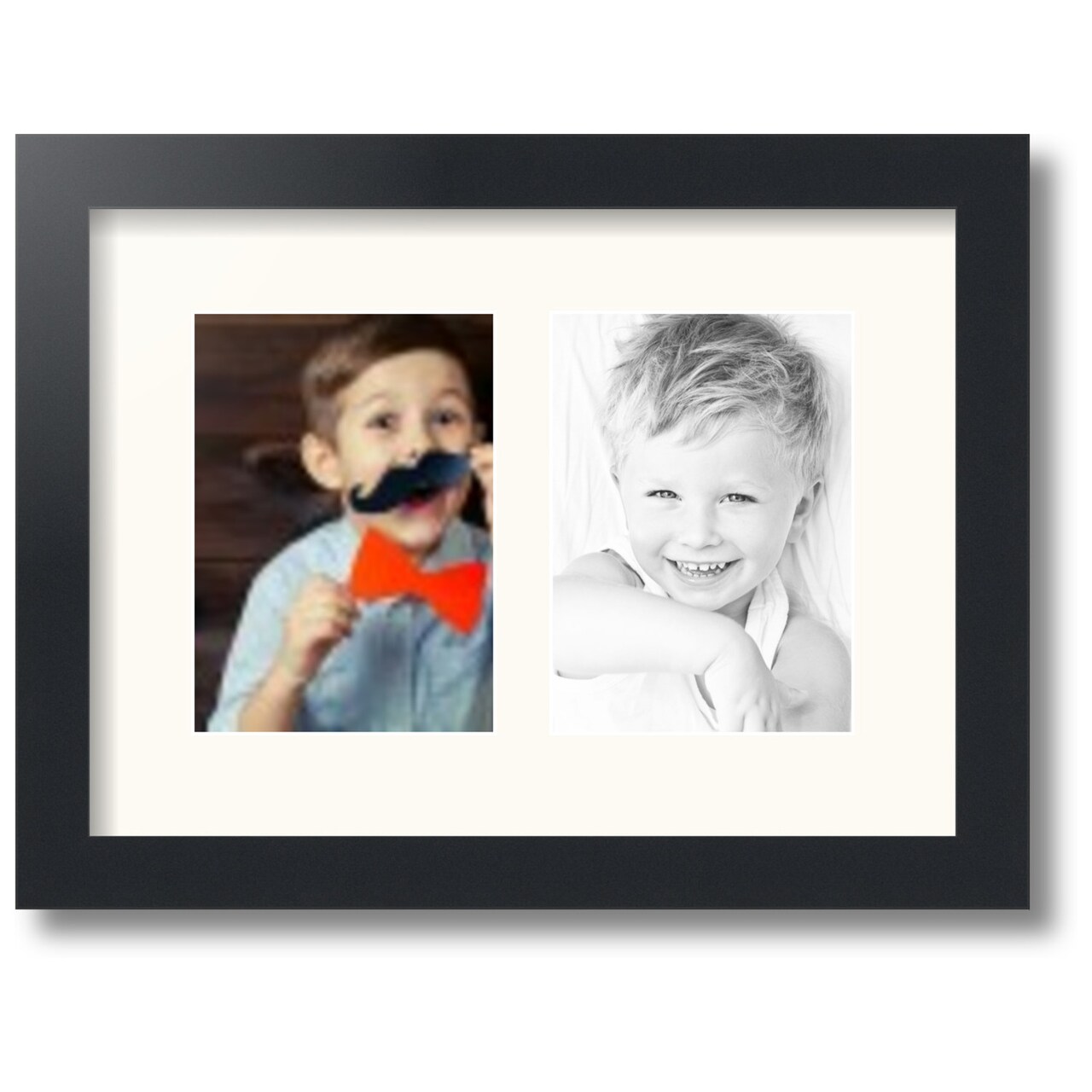 ArtToFrames Collage Photo Picture Frame with 2 - 5x7 inch Openings, Framed in Black with Over 62 Mat Color Options and Regular Glass (CSM-3926-35)